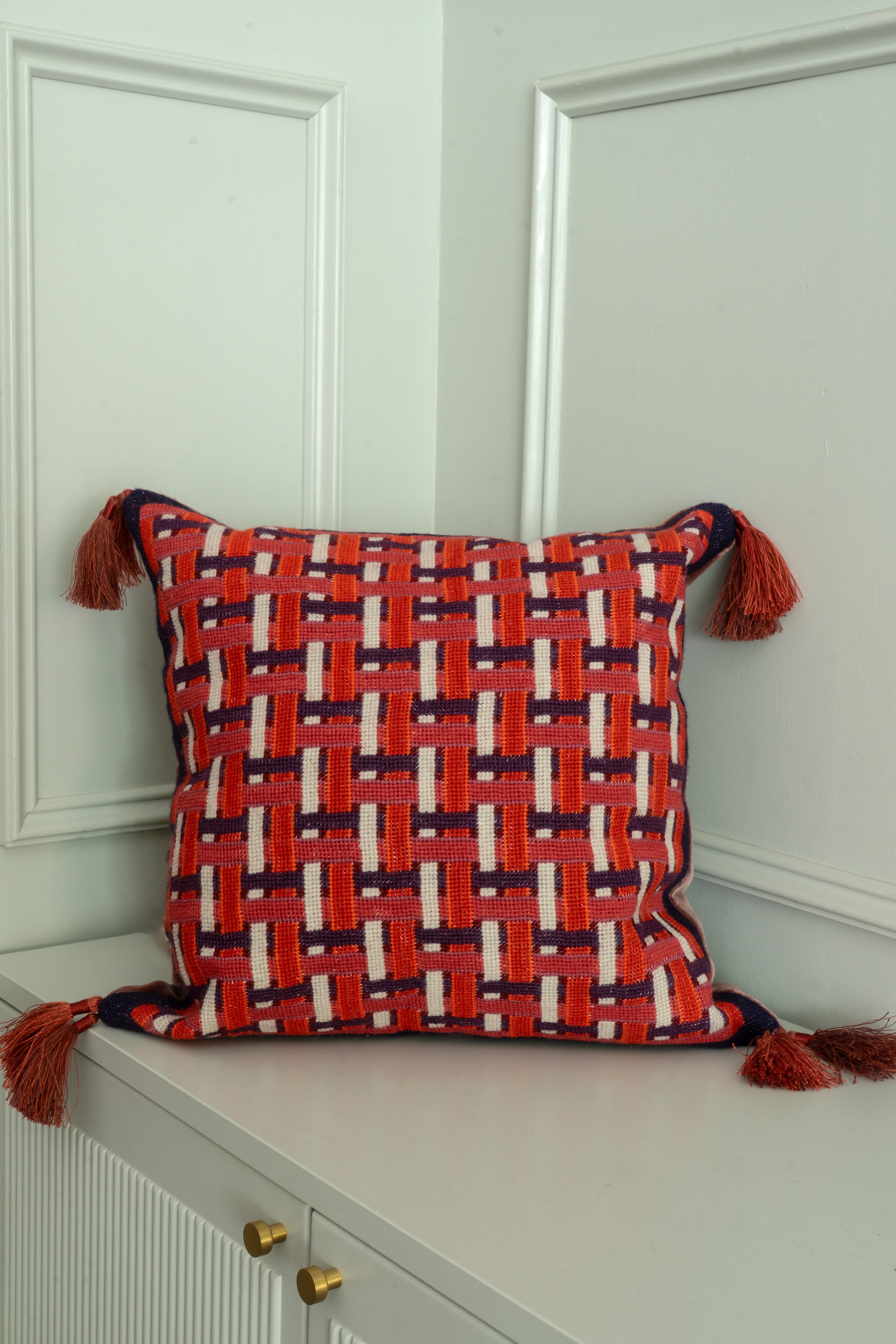 Basket weave Autumn Throw Pillow