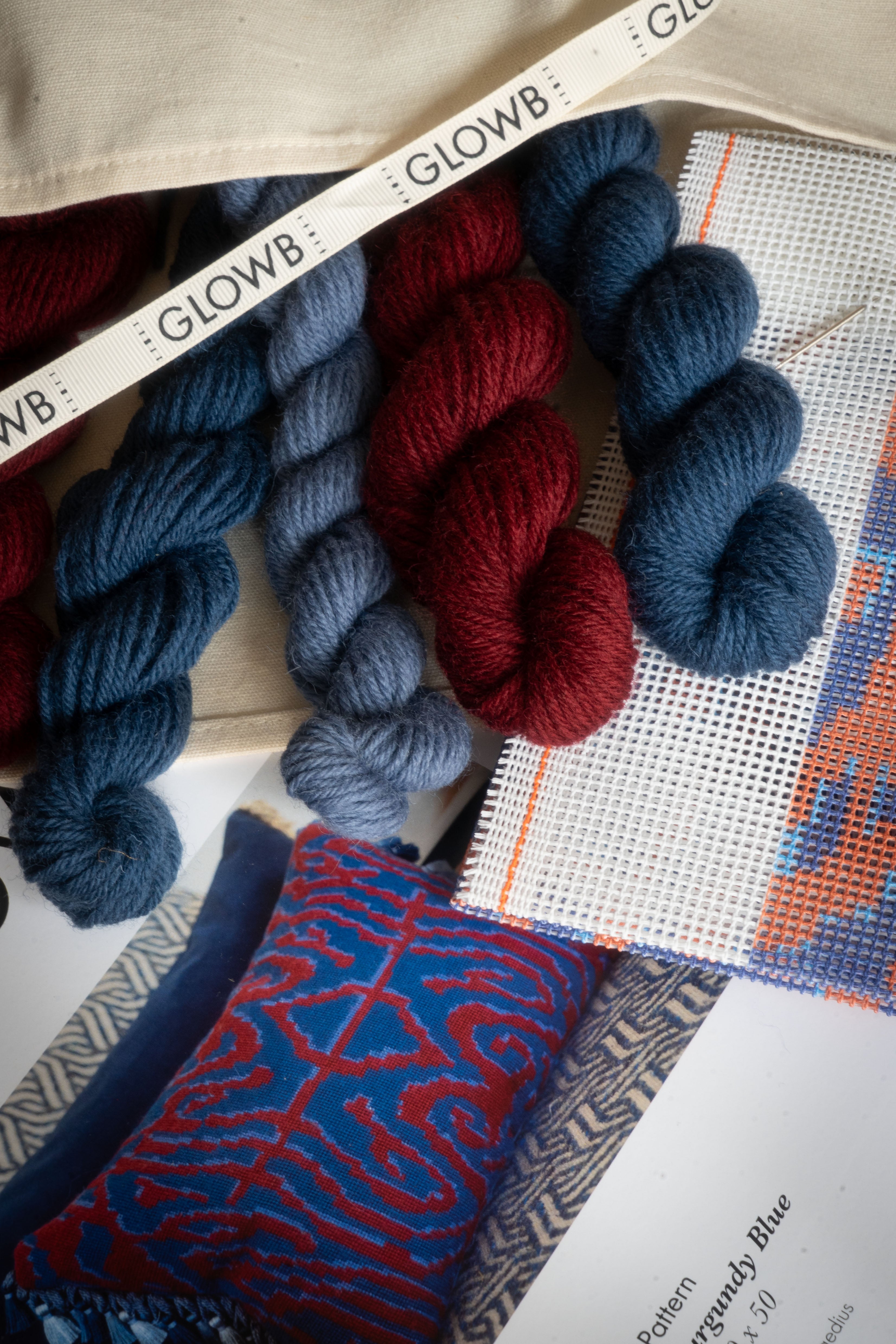 Broderikit Cloud Burgundy Blue Throw Pillow