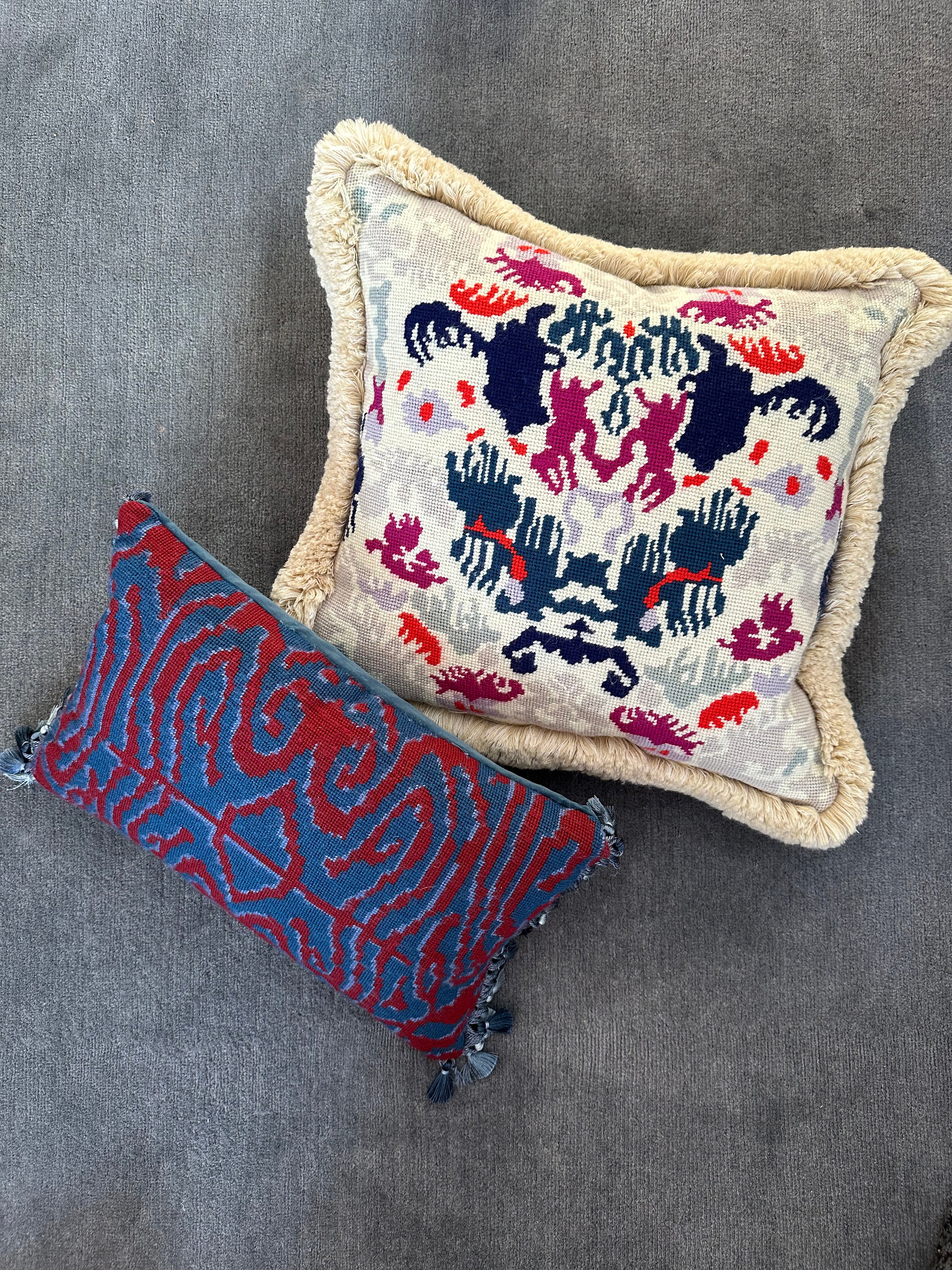 Broderikit Cloud Burgundy Blue Throw Pillow