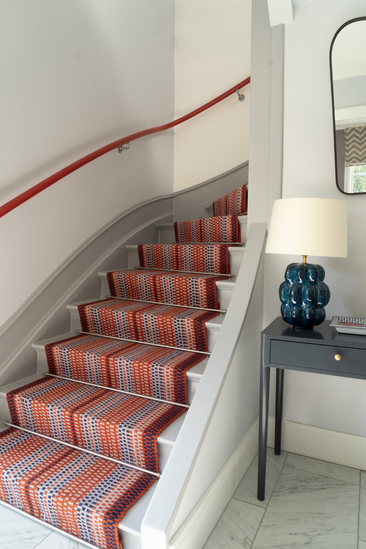 Måttbeställd Rips Rug Stair Runner Lingonberry Blue
