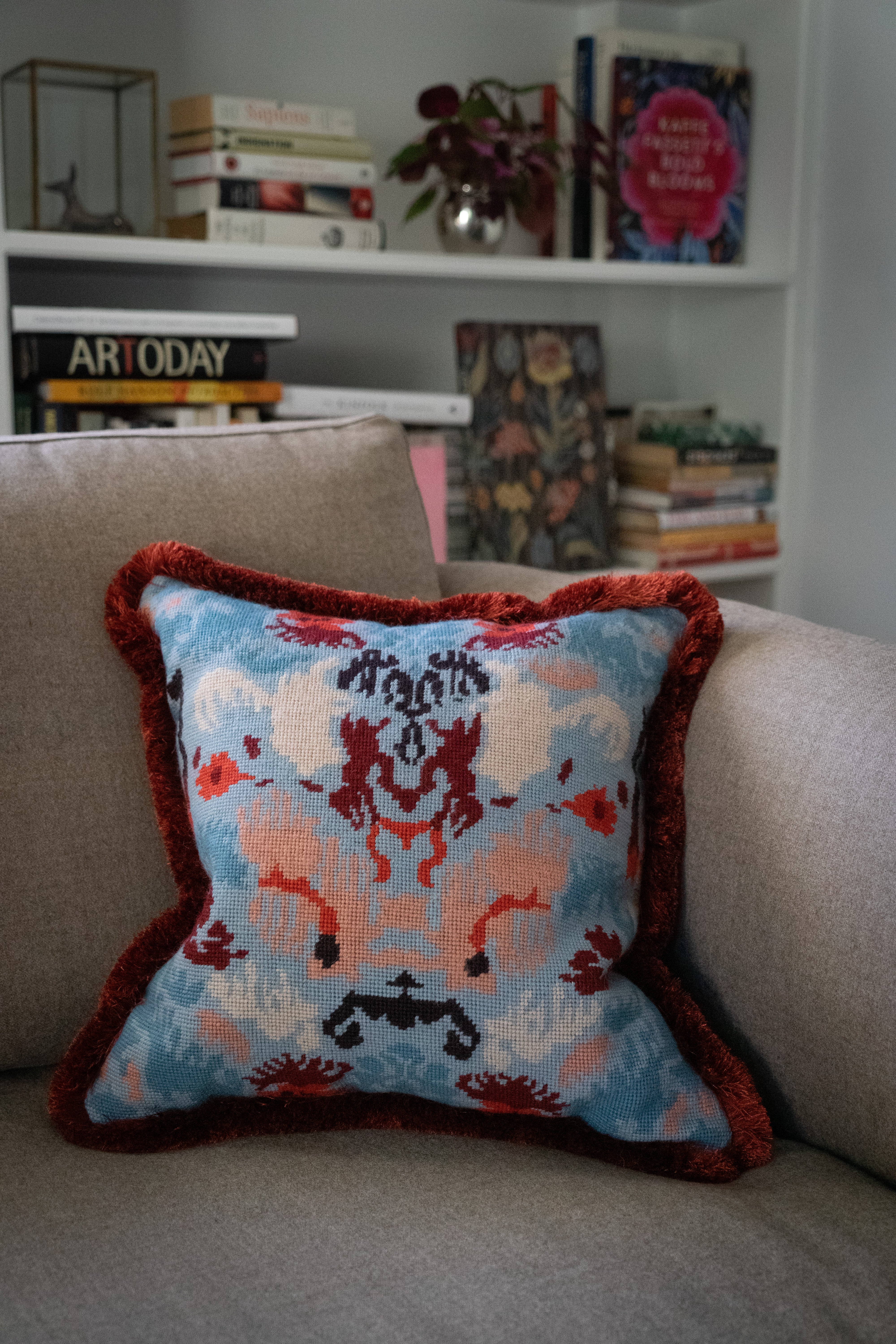 Broderikit Angel Rusty Blue Throw Pillow