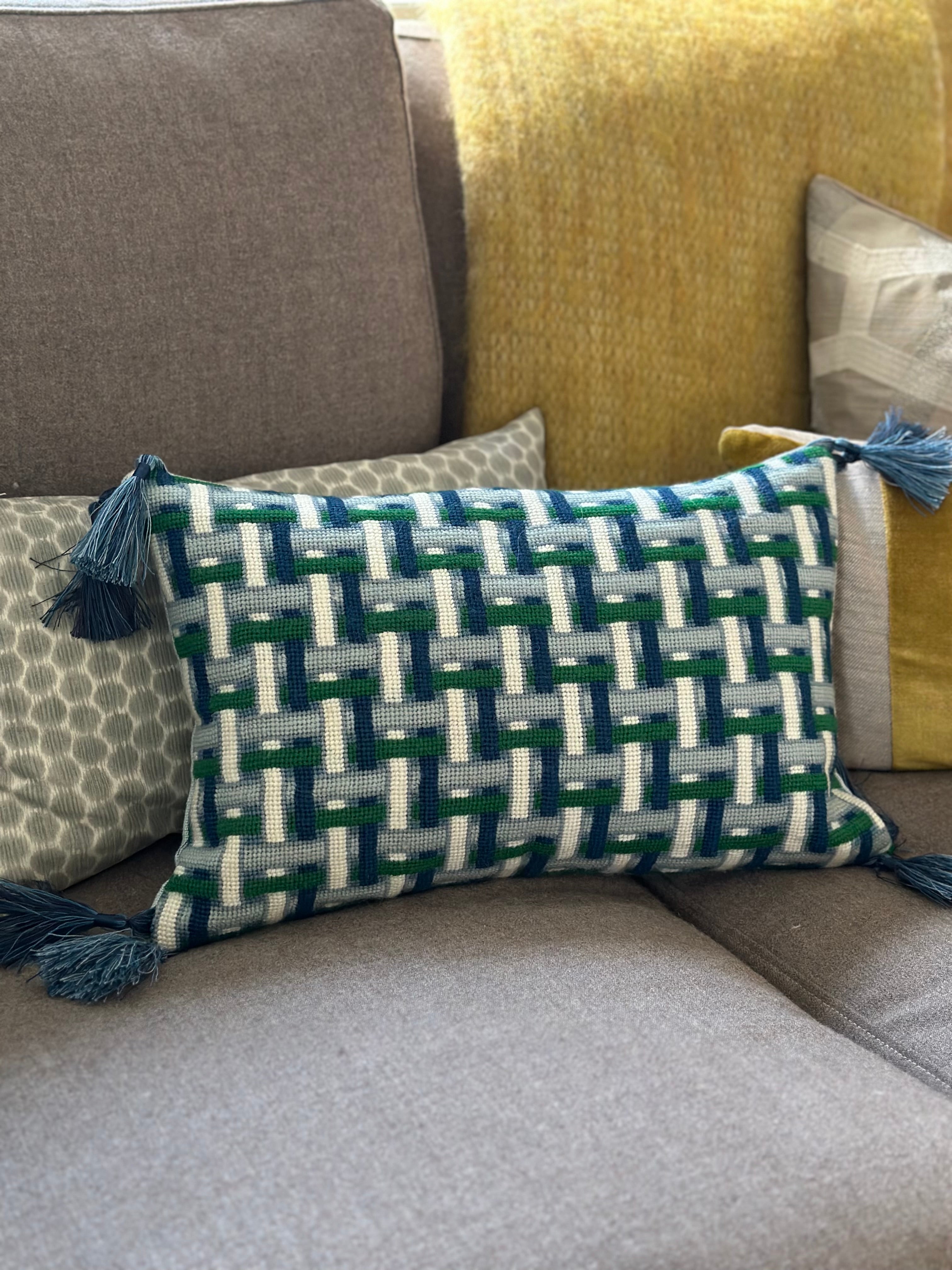 Basketweave  Spring Throw Pillow